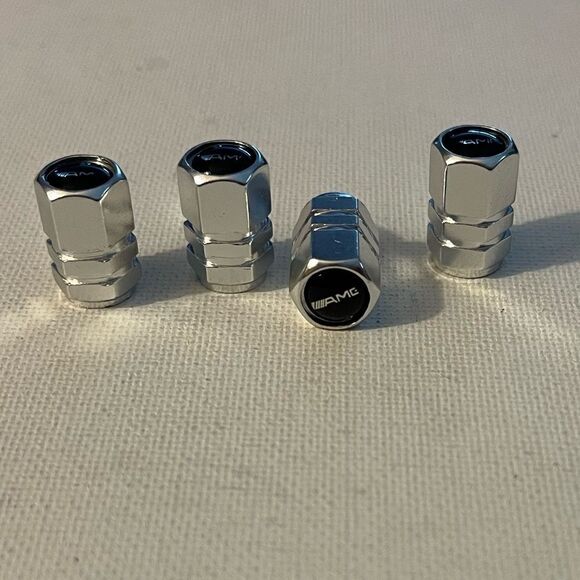 AMG Mercedes Benz Logo valve Stem caps in Silver set of 4 NWT - Picture 2 of 5